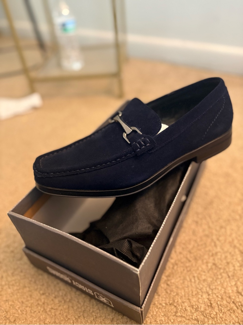 Stacy Adams Newcomb Navy Suede slip on loafers